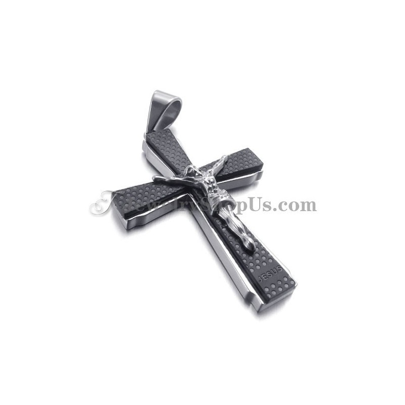 Elegantný Titánový Čierny Prívesok S Krížom Jusus Elegantný Titánový Čierny Prívesok S Krížom Jusus