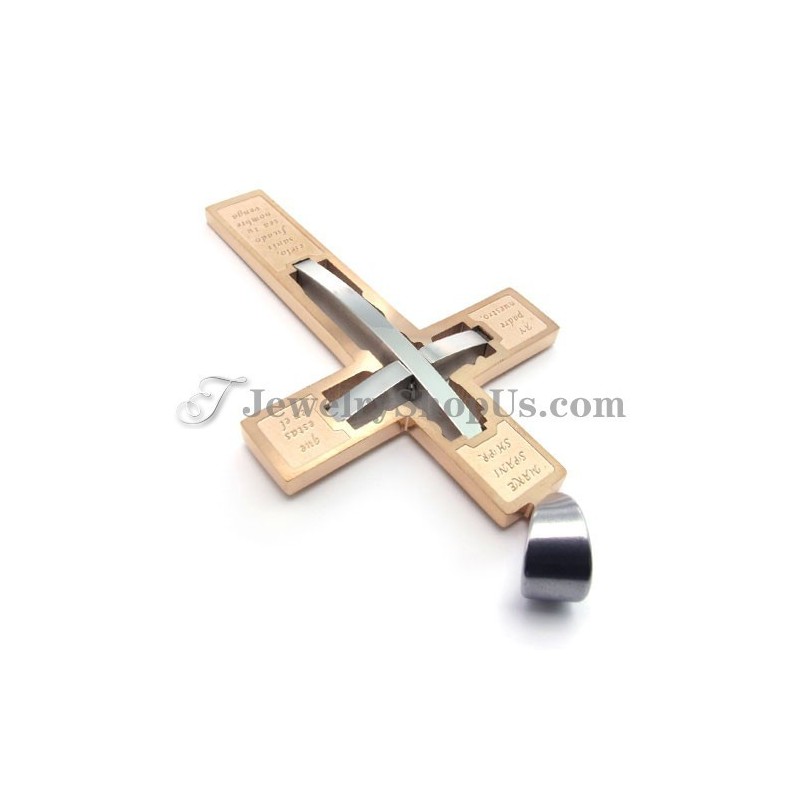 Elegantný Titánový Prívesok S Krížom Z Ružového Zlata