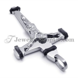 Elegantný Čierny Titánový Prívesok S Krížom Ježiša