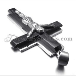 Módny Čierny Titánový Prívesok S Ježišovým Krížom