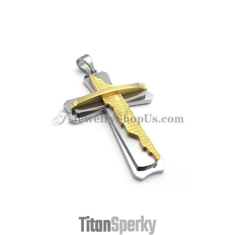 Nádherný Zlatý Titánový Prívesok S Krížom Nádherný Zlatý Titánový Prívesok S Krížom