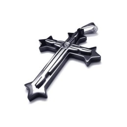 Pánsky Čierny Náhrdelník S Príveskom Z Čistého Titánu S Krížom (Nový)