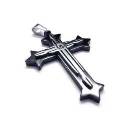 Pánsky Čierny Náhrdelník S Príveskom Z Čistého Titánu S Krížom (Nový)