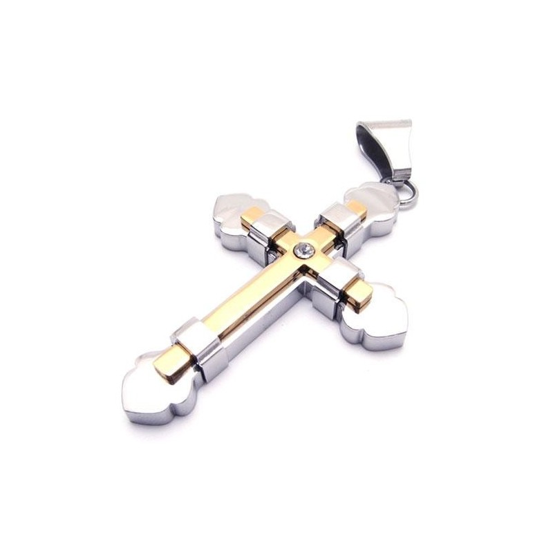 Pánsky Zlatý Prívesok S Krížom A Čistým Titánom (Nový)