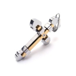 Pánsky Zlatý Prívesok S Krížom A Čistým Titánom (Nový)