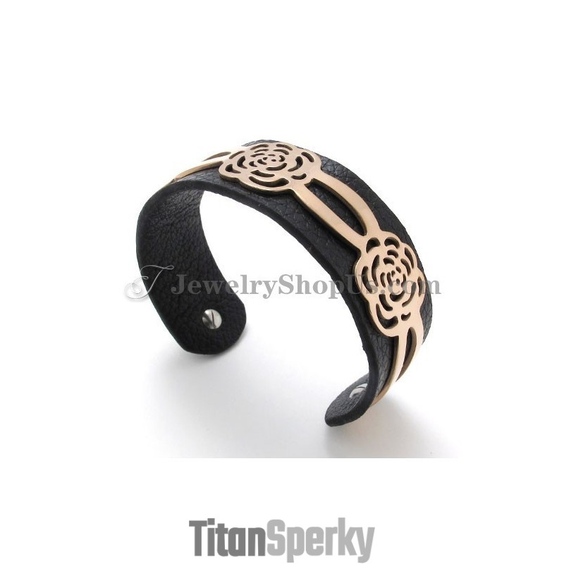 Nádherný Titánový Kožený Náramok