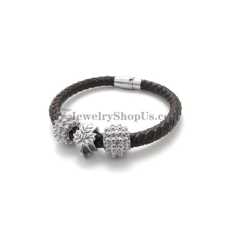 Hnedý Titánový A Kožený Náramok