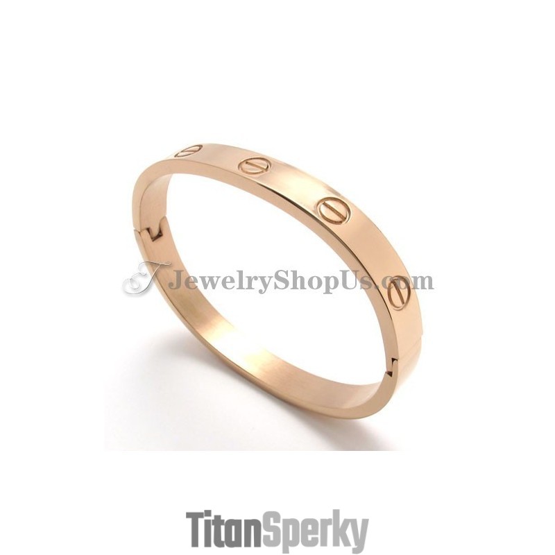 Elegantný Titánový Náramok Z Ružového Zlata Pre Ženy