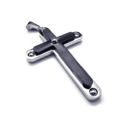 Pánsky Čierny Náhrdelník S Príveskom A Retiazkou Z Čistého Titánu S Krížom