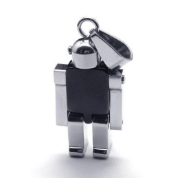 Pánsky Čierny Strieborný Robotický Prívesok Z Čistého Titánu