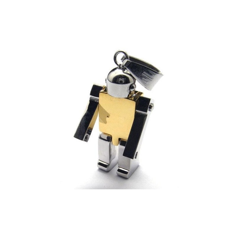 Pánsky Náhrdelník S Príveskom V Tvare Robota Z Čistého Titánu Zlatej Farby (Nový)