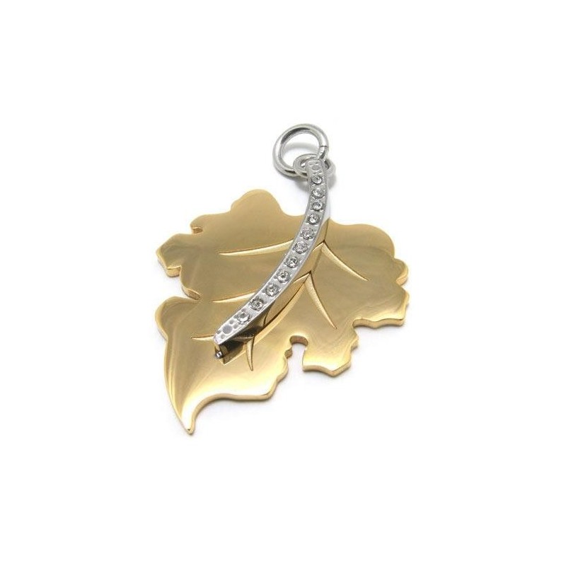 Pánsky Zlatý Prívesok S Príveskom Z Čistého Titánu S Javorovým Listom