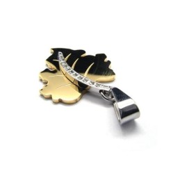 Pánsky Zlatý Prívesok S Príveskom Z Čistého Titánu S Javorovým Listom