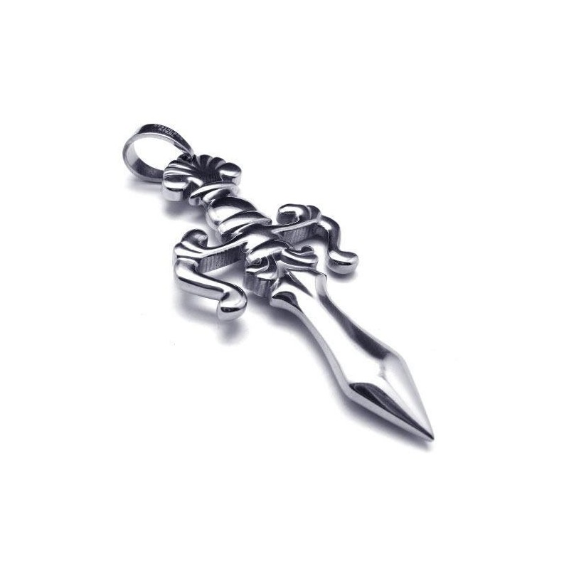 Mužský Strieborný Prívesok S Krížom A Mečom Z Čistého Titánu